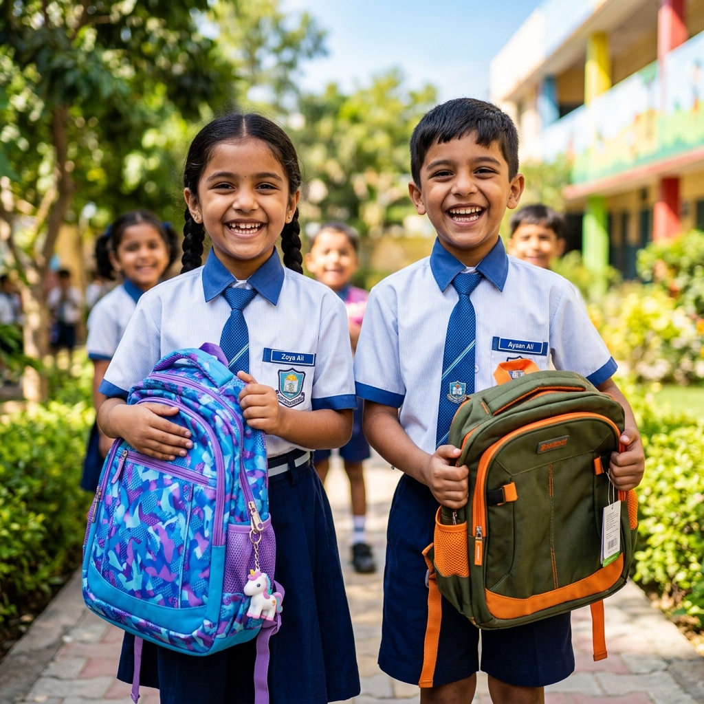 Students proudly wearing SAWS school uniforms